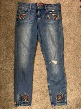 Lucky Beans Embroidered Blue Jeans